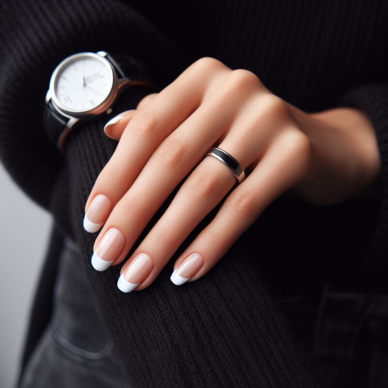 Diseño de uñas francesas en color blanco